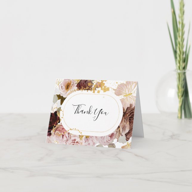 Floral de Blush Moderno | CARTÕES DE AGRADECIMENTO (Frente)