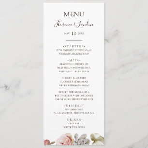 Floral de Blush Moderno   Menu Janto Casamento