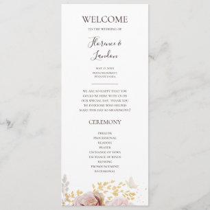 Floral de Blush Moderno Programa Casamento