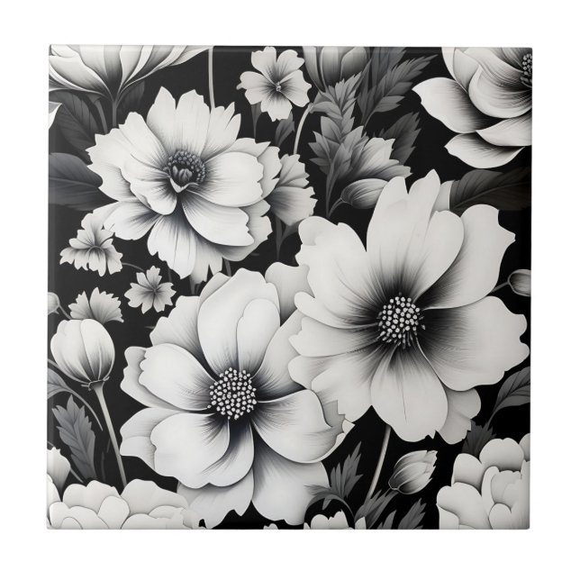Floral de Cor Branca e Preta Elegante (Frente)
