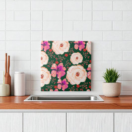 Floral de Cor Vermelha Verde