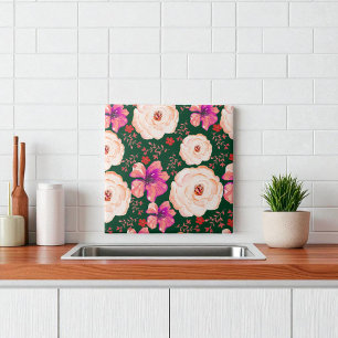 Floral de Cor Vermelha Verde