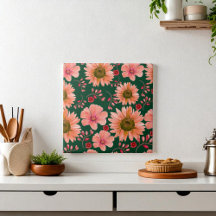 Floral de Cor Vermelha Verde