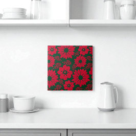 Floral de Cor Vermelha Verde