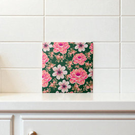 Floral de Cor Vermelha Verde