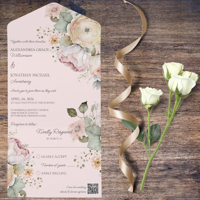 Floral de cores de Primavera suave (Also available without QR code. )