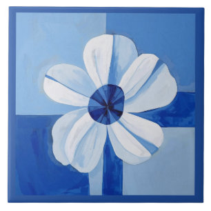 Floral de Flor Minimalista Azulejo Azul
