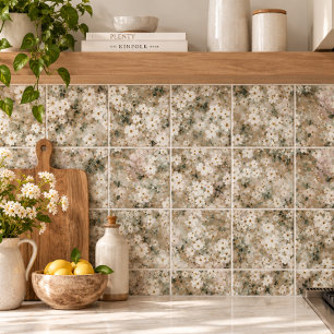 Floral de Flor Silvestre Branca Vintage Neutra