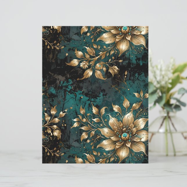 Floral de Grunge Dourado e Rasgado (Em pé/Frente)