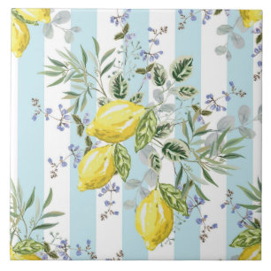 Floral de Limão Italiano com Listras Mediterrâneo 