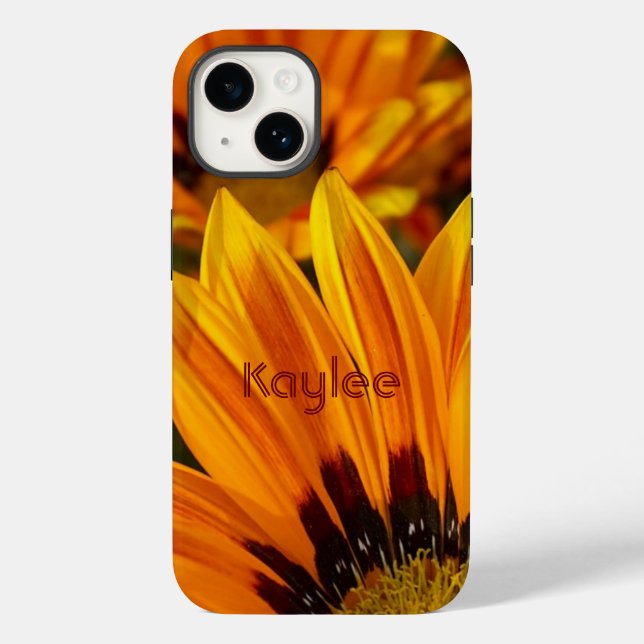 Floral de Margarida Laranja Personalizado Moderno (Verso)