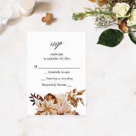Floral de Outono Bege sem Opção de Refeição RSVP V