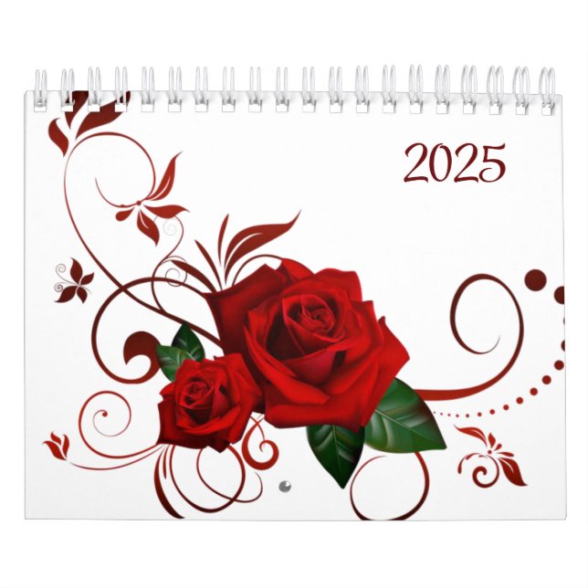 Floral de Rosa vermelha de Calendário 2025 (Capa)