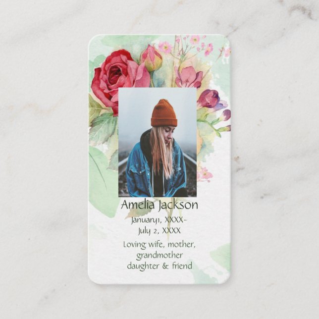 Floral de Rosas de Cartões de Memória Memorial (Frente)