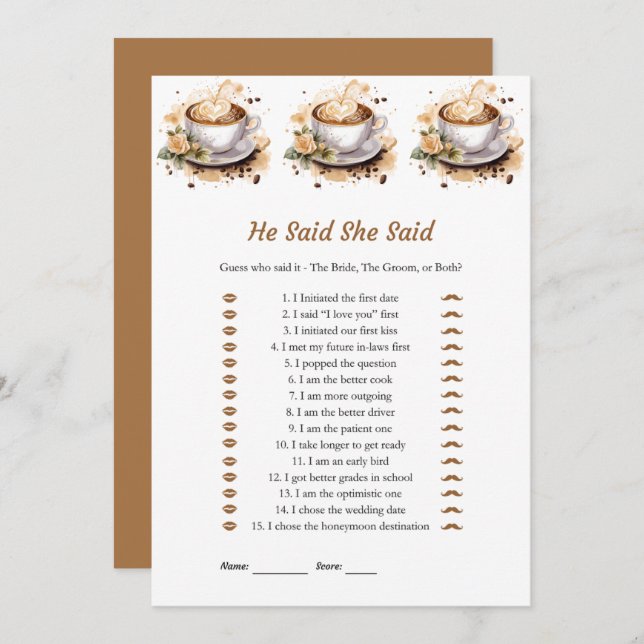 Floral Disse Que Disse Cartões De Jogo Chá de pane (Frente/Verso)