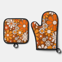 Floral do Jardim Retro 60s 70s Padrão Castanho e L