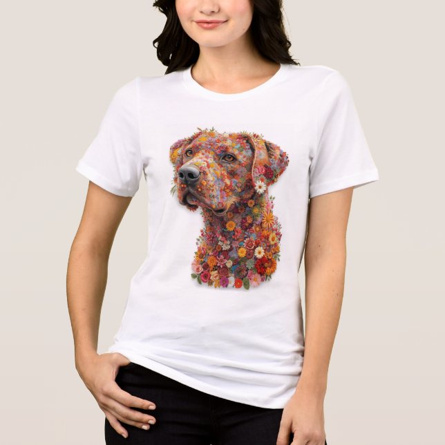 Floral Dog T-Shirt | Elegant Flower Puppy Design (Frente)