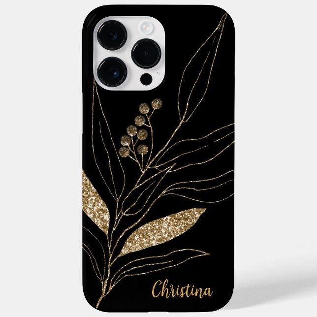 Floral Dourado com brilho a preto (Verso)