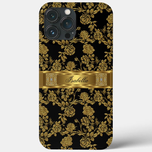 Floral Dourado preto Elegante (Verso)