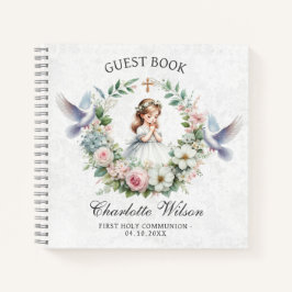 Floral Doves First Holly Communion Guest Book