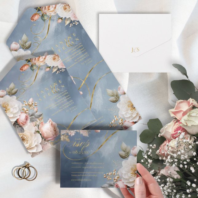 Floral Drama Wedding Blue ID1022 (Criador carregado)