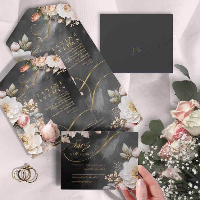 Floral Drama Wedding Charcarboneto ID1022 (Criador carregado)