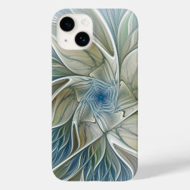 Floral Dream Pattern Abstrato Blue Khaki Fractal