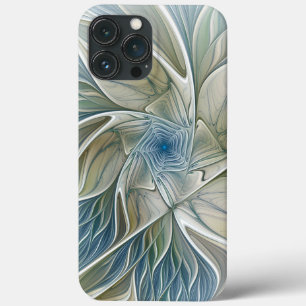 Floral Dream Pattern Abstrato Blue Khaki Fractal