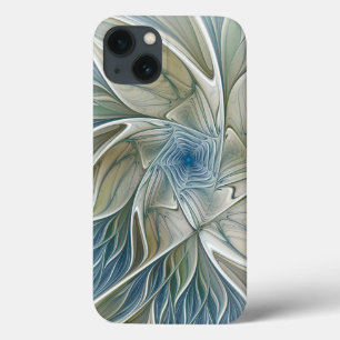 Floral Dream Pattern Abstrato Blue Khaki Fractal