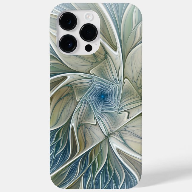 Floral Dream Pattern Abstrato Blue Khaki Fractal (Verso)