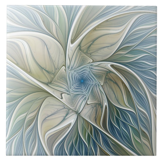 Floral Dream Pattern Abstrato Blue Khaki Fractal (Frente)