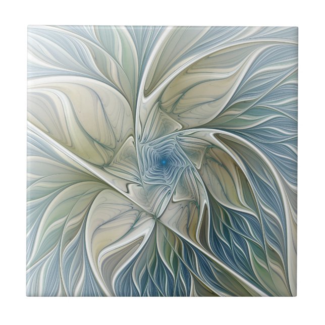 Floral Dream Pattern Abstrato Blue Khaki Fractal (Frente)