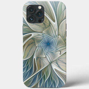Floral Dream Pattern Abstrato Blue Khaki Fractal