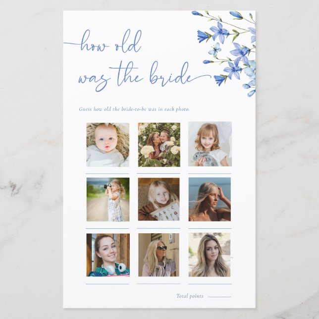 Floral Dusty Blue Quão Antigo Era O Jogo Fotográfi (Frente)