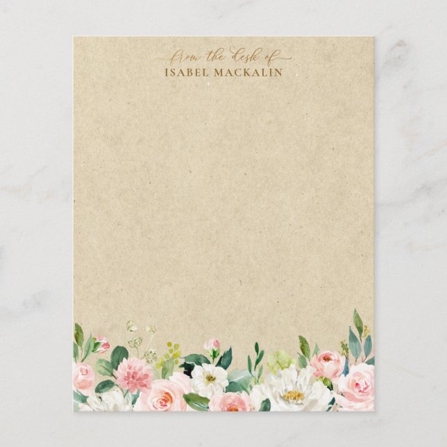 Floral e Kraft, cor-de-água rosa, embebidos (Frente)