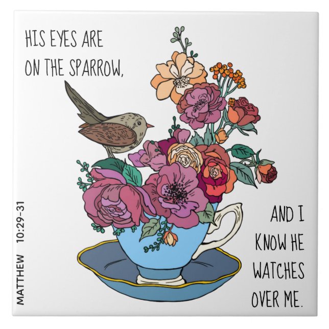 Floral e Sparrow, nosso verso de Matthew 10:29-31 (Frente)
