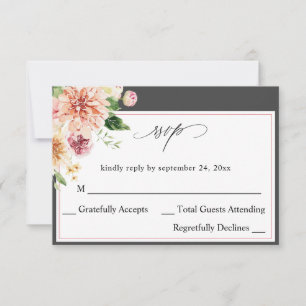 Floral e verde rosa e cor-de-rosa sem RSVP V2 G