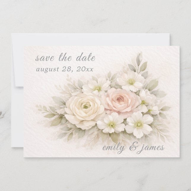 Floral Editorial Bouquet save the date cards (Frente)