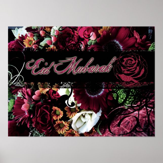 Floral Eid Mubarak Poster (Frente)