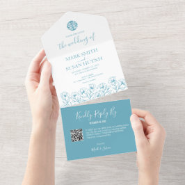 Floral Elegante Chinês Tudo em Um Convite de casam