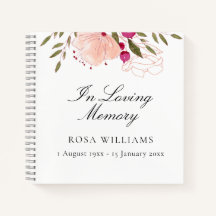 Floral Elegante No Amor Memória Funeral Guest Book