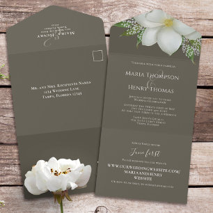 Floral Elegante White Magnolia Convidada Abordada