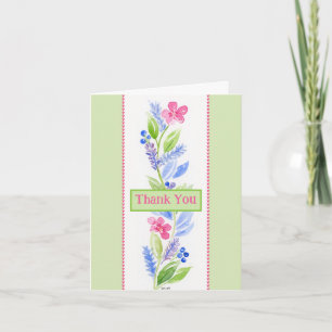 Floral em aquarela PINTADA À MÃO com agradecimento