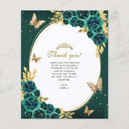 Floral Emerald Dourada Butterfly Quinceañera Foto