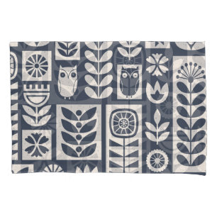 Floral Escandinavo: Branco, Azul, Minimalista.