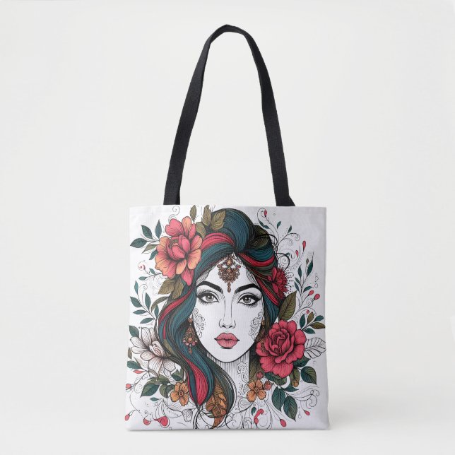 Floral  Face – Boho Beauty Tote (Frente)
