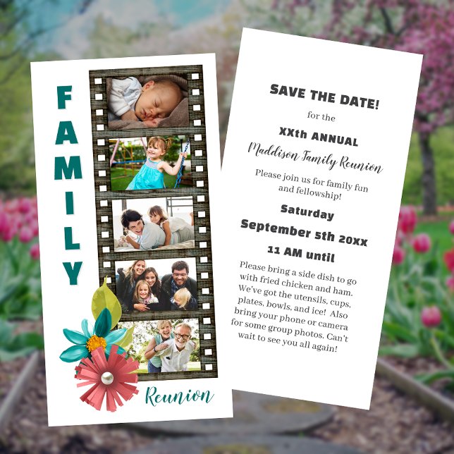 Floral Family Reunion Filmstrip Save the Date  (Criador carregado)