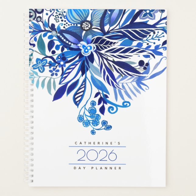 Floral Fantasy Blue Agenda Planner 2026 (Frente)