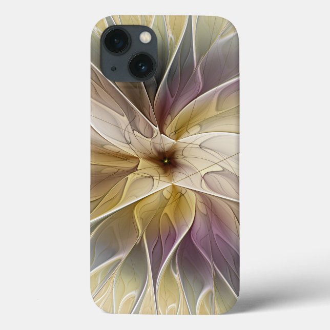 Floral Fantasy Dourada Eggplant Abstrato Art Fract (Verso)