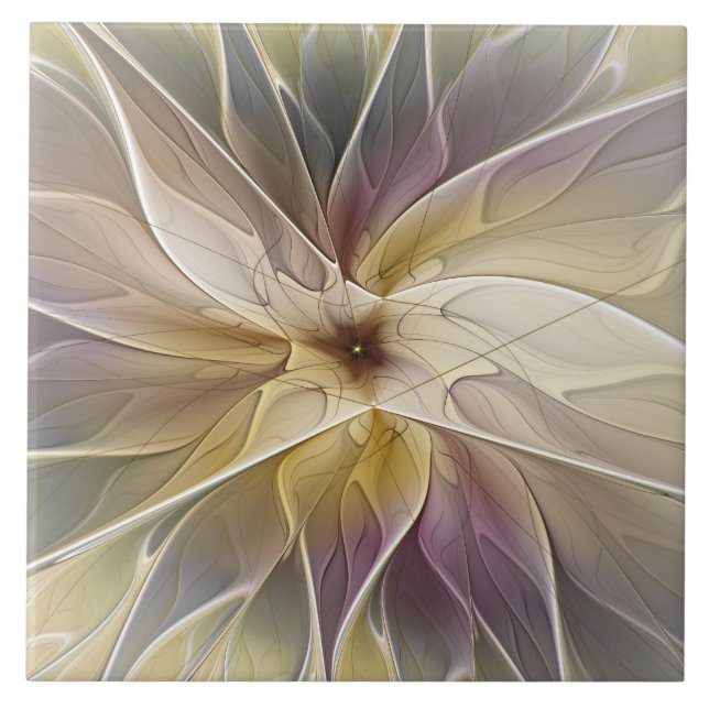Floral Fantasy Dourada Eggplant Abstrato Art Fract (Frente)